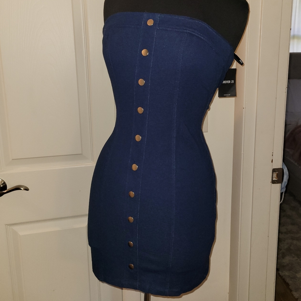 Jean tube top dress